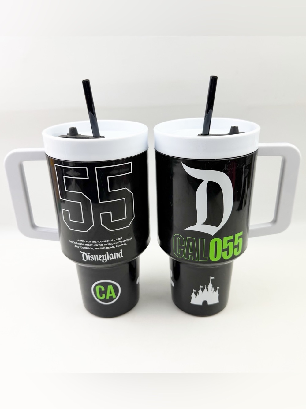 TWO Disney Parks Spirit Jersey Cal 55 Tumbler Mickey Straw Cup 35oz Souvenir New
